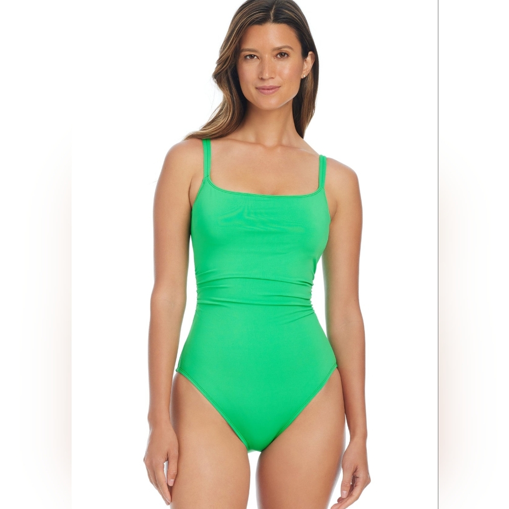 New Size 8  Scoop Neck One-Piece Swimsuit in Parakeet